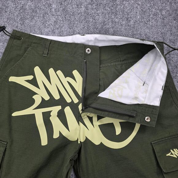Minus Two Pants Mens Medium Green Cargo Graffiti Streetwear Utility Skate Y2K - Picture 13 of 16